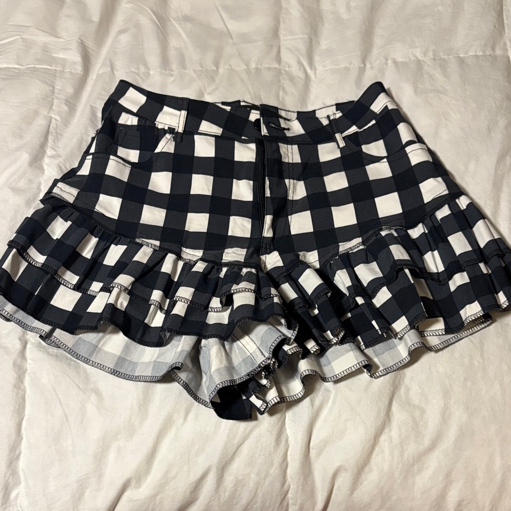 Checkered Ruffle Women's Shorts